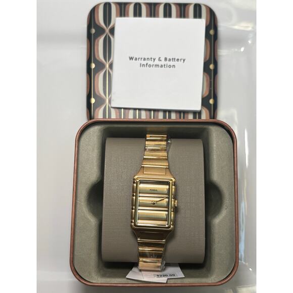 Fossil Raquel ES5389 — All-Gold Tone, 23 mm Rectangular - Picture 4 of 17
